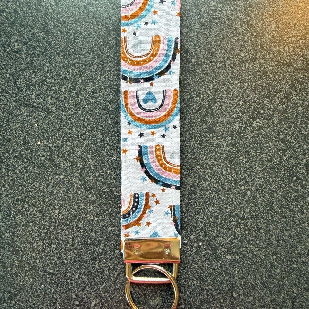 Colorful Rainbow and heart wristlet Key Holder
